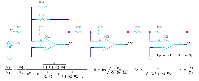 2nd order biquad filter schematic