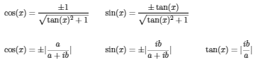 tangent to sine/cosine conversion equation